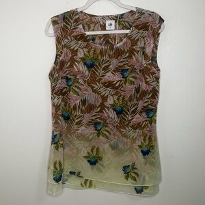 Cabi Chiffon floral print layered sleeveless top